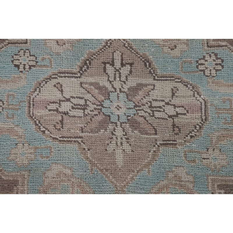 Distressed Tabriz Persian Vintage Rug Handmade Beige Wool Carpet - 6'6"x 9'8"