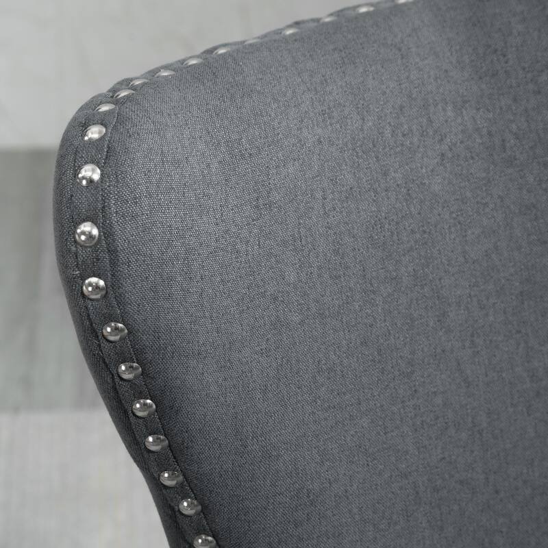 HOMCOM Armless Dining Chairs Set of 2, Modern Accent Chair with Wing Backrest, Linen Upholstery, Nailhead Trim for Living Room