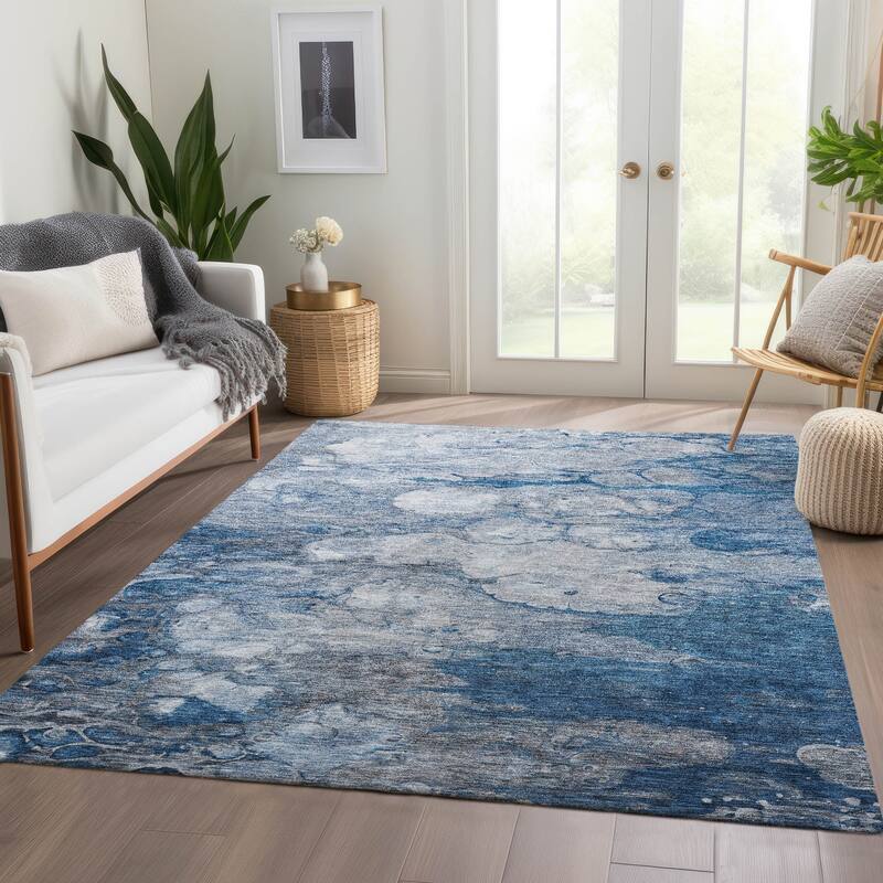 Machine Washable Indoor/ Outdoor Chantille Modern Abstract Rug - Blue - 2'6" x 3'10"