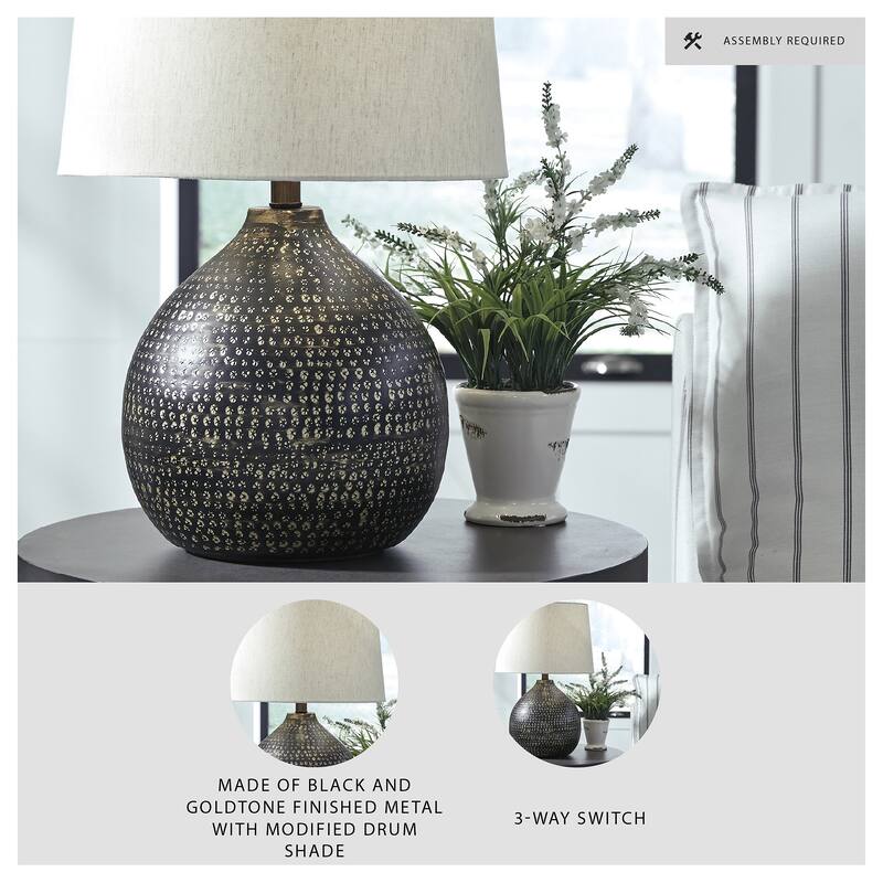 Maire Metal 24 Inch Table Lamp - Black and Gold Finish