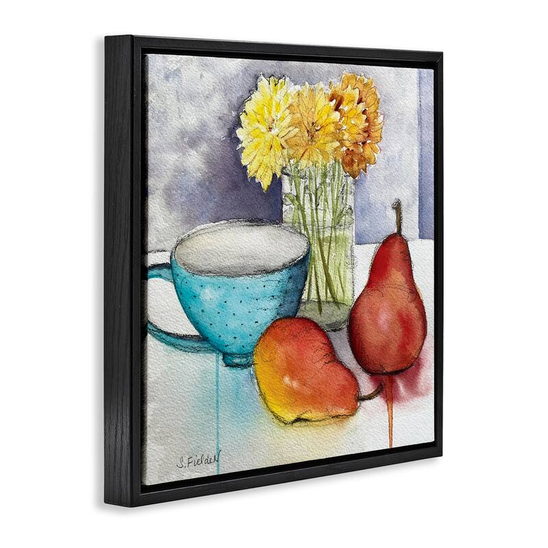 Stupell Modern Kitchen Teacup & Fruit Framed Floater Canvas Wall Art Design By Stephanie Fielden