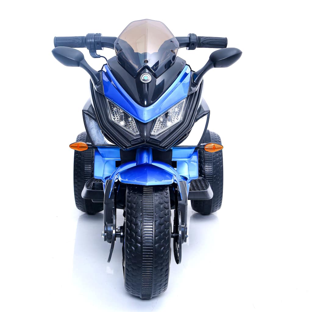 Minimalist 12V Kids Blue Electric Motorcycle Ride-On Bike Toddler Electric Motorcycle with Bluetooth & Lights