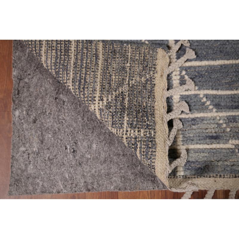 Blue Moroccan Abstract Area Rug Handmade Wool Carpet - 7'8" x 10'7"