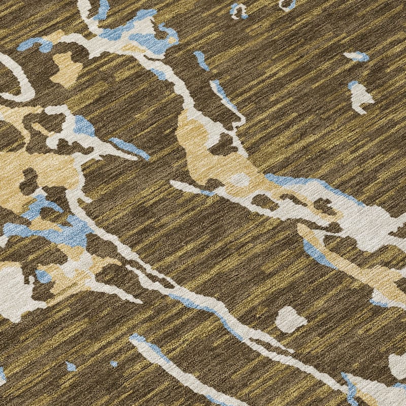 Machine Washable Indoor/ Outdoor Abstract Camo Chantille Rug