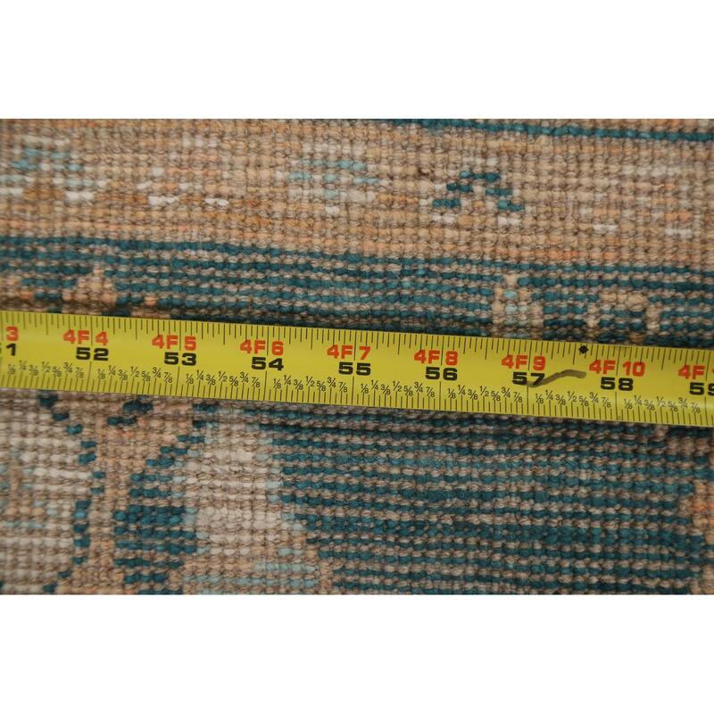 Hand Knotted Oriental 100% Wool Carpet Transitional Geometric Peach Oushak Area Rug - 2' 11'' X 2' 0''