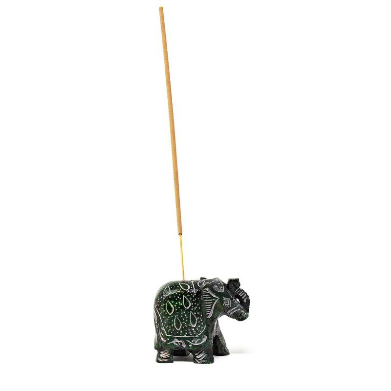 Handmade Elephant Soapstone Incense Holder with Stick Incense