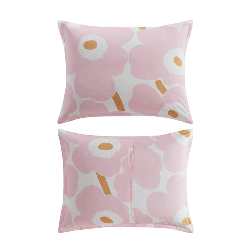 Marimekko Unikko Pink Cotton Reversible Duvet Cover Set