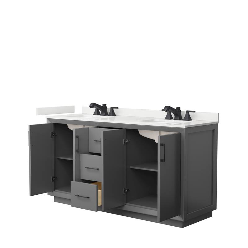 Strada 66-inch Double Vanity, Quartz Top