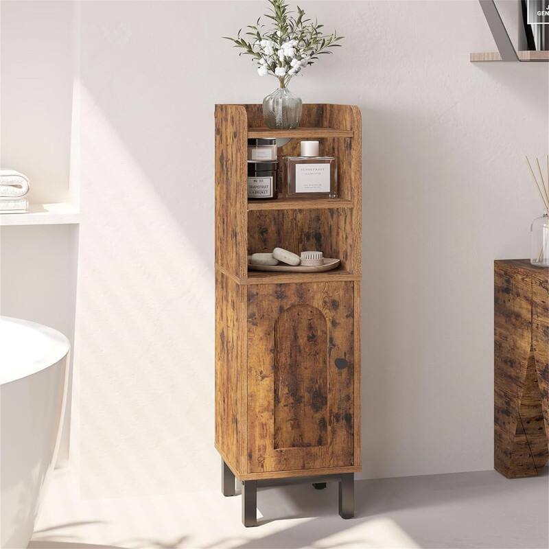 Bathroom Storage Cabinet Small Corner Floor Cabinet with Door and Shelves - 7.87"D x 7.87"W x 32.65"H
