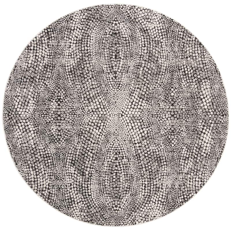 SAFAVIEH Lurex Jaana Modern Abstract Polyester Rug - 8' Round - Black/Light Grey - Round