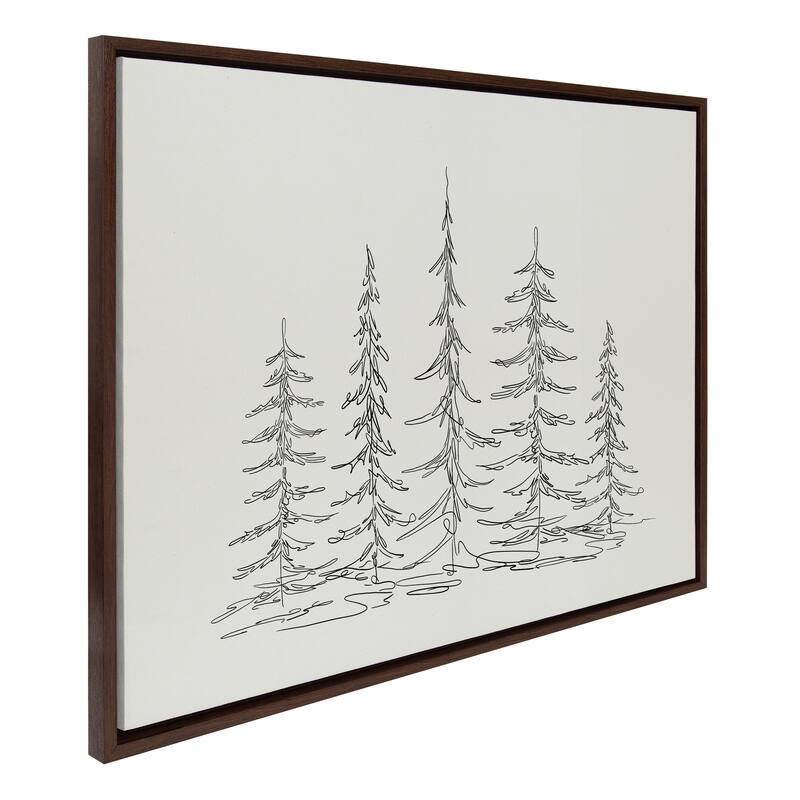 Kate and Laurel Sylvie Trees Canvas by The Creative Bunch Studio - 28x38 - Plastic - Walnut