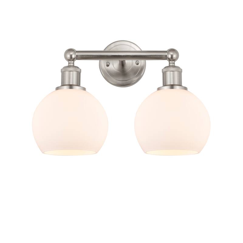 Innovations Lighting 616-2W-11-15 Athens Vanity Athens Deco Swirl 2 - Brushed Satin Nickel / Matte White