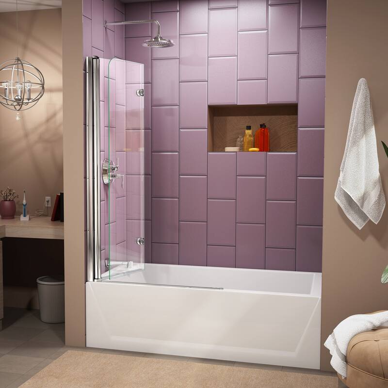 DreamLine Aqua Fold 36 in. W x 58 in. H Frameless Bi-Fold Tub Door - 36" W