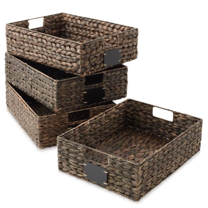 Water Hyacinth Pantry Storage Basket Organizer Bins