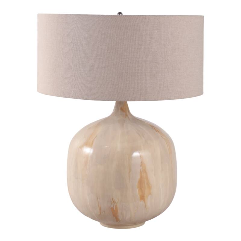 Metal Table Lamp Rounded Base Drum Shade Glam Modern Accent Lighting