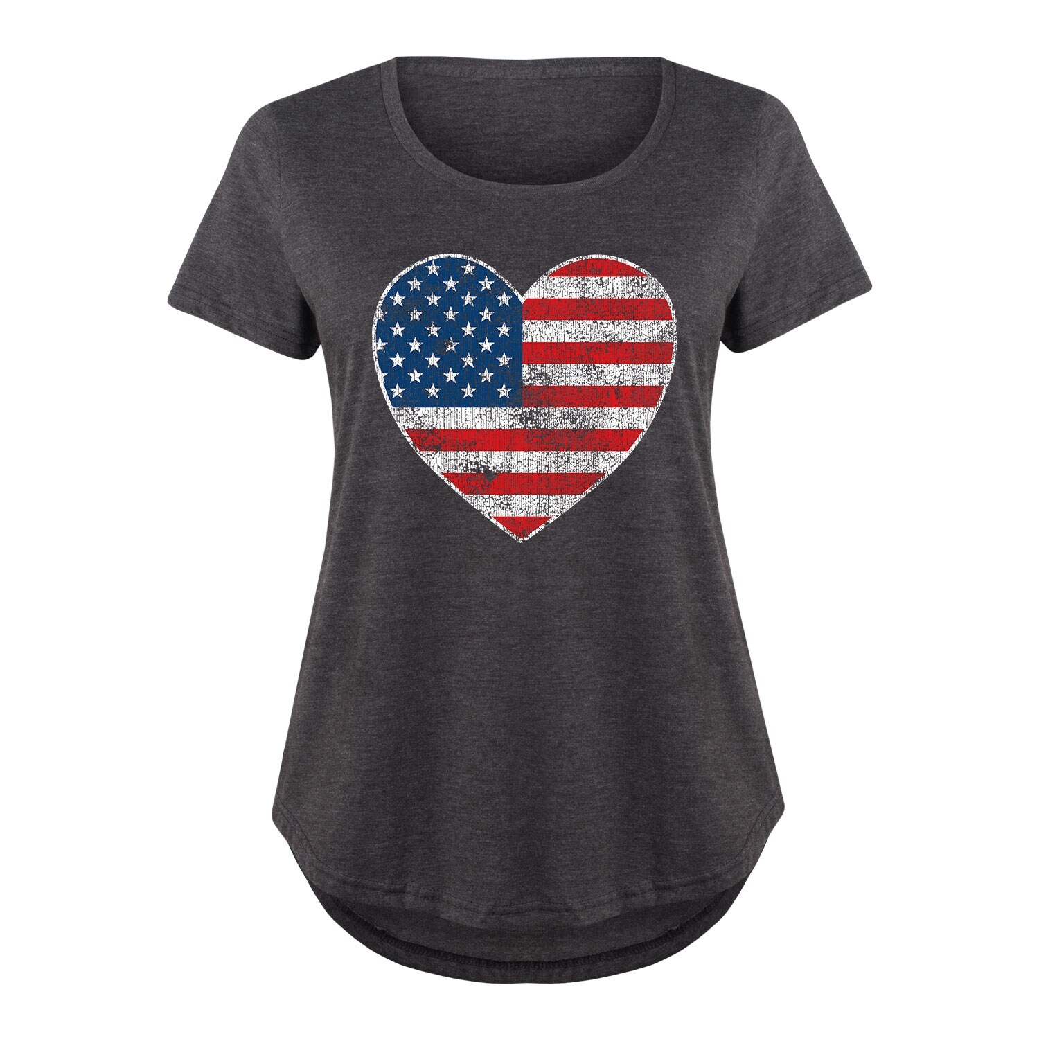 Shop Usa Flag Heart Women S Plus Size Scoop Neck Tee Overstock