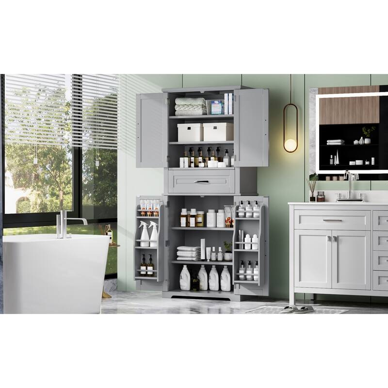 Bathroom Cabinet Clothes Cabinet with Adjustable Rack, Storage Cabinet Floor Cabinet with Soft-Close Hinges