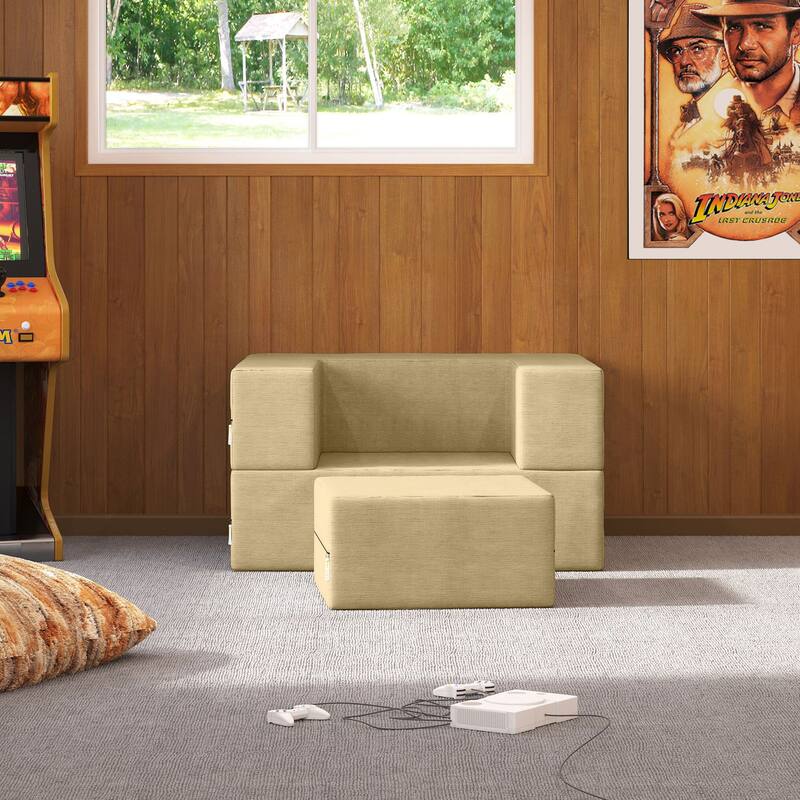 Jaxx Zipline Convertible Sleeper Chair and Ottoman/ Twin-size Bed