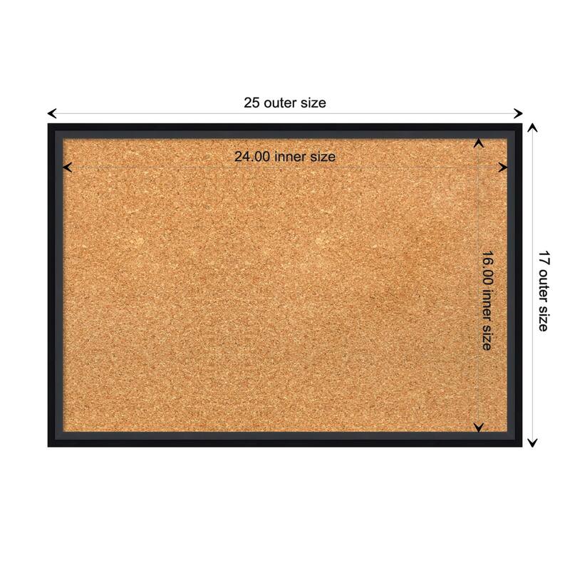 Lucie Wood Framed Natural Corkboard Bulletin Board - Lucie Black - Board Size 24x16