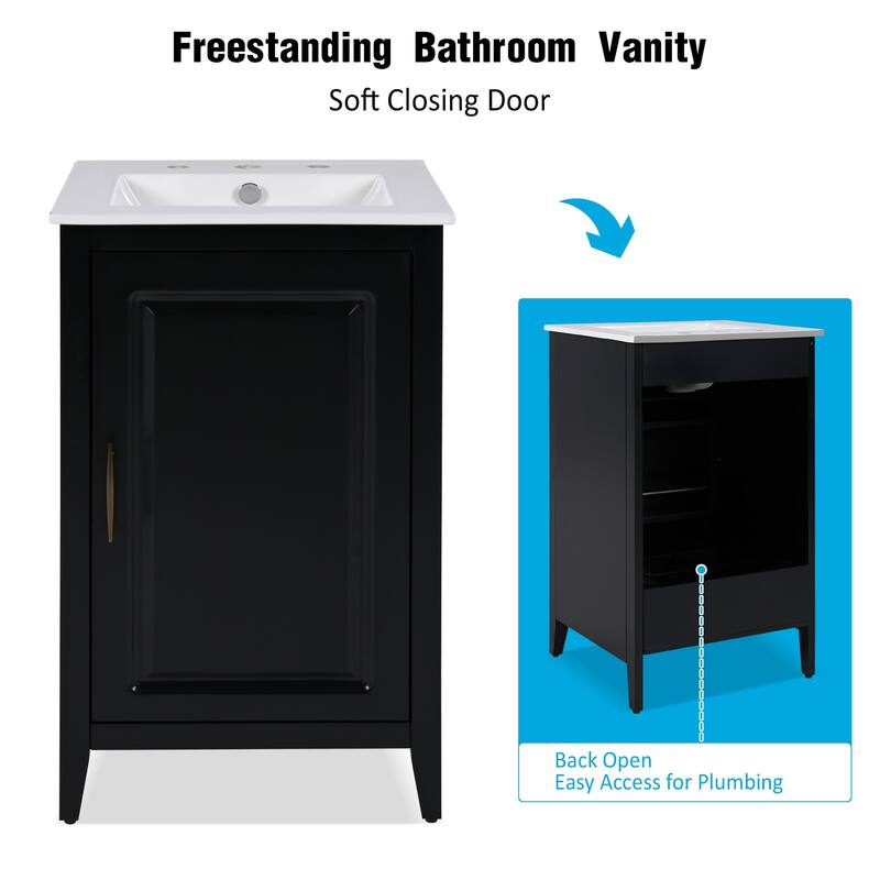 Christopher Knight Home 20" Bathroom Vanity with Sink and Functional Drawers
