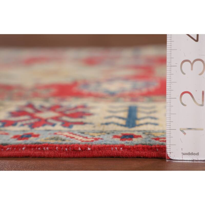 Kazak Accent Rug Handmade Traditional Red Wool Carpet - 3'2" x 4'11"