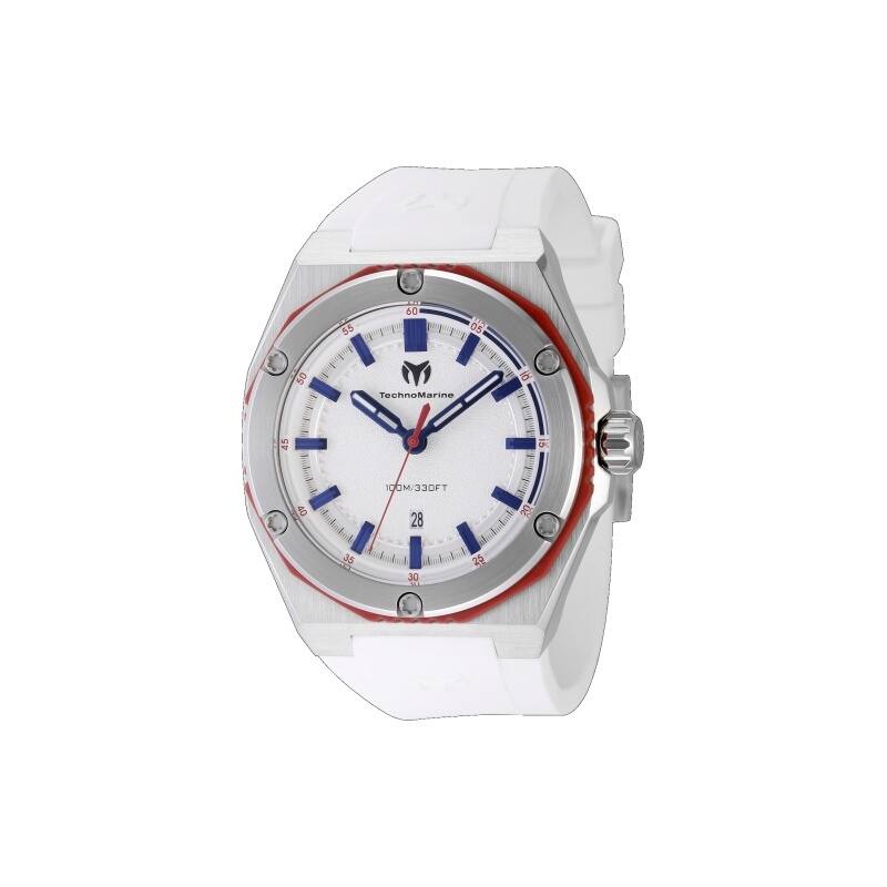 Technomarine Men's TM-416066 CORAL Quartz 3 Hand Silver Dial Watch - White