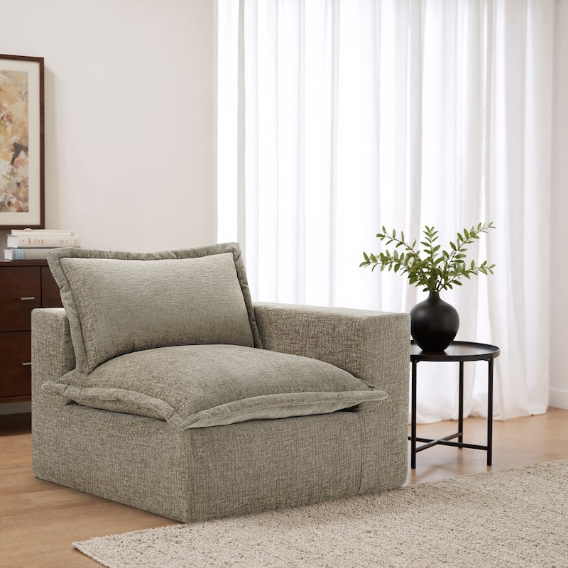 42"W Chenille Upholstered No Assembly Corner Chair