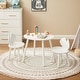preview thumbnail 2 of 8, 3 Pieces Kids Wood Table and Chair Set, Kids Round Play Table with 2 Chairs for Toddlers, Girls, Boys,White
