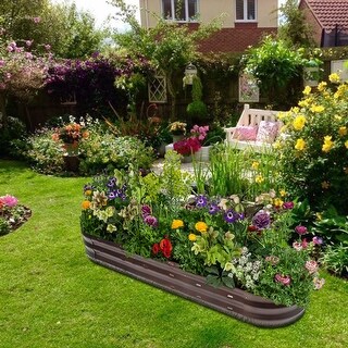 Brown Metal 5.5-Ft Oval Raised Garden Bed Planter - 5.5ft W x 1.625ft D x 0.8ft H