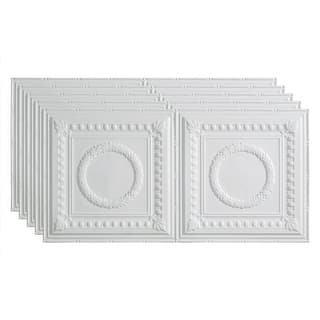 FASÄDE Vintage Metal Look Ceiling Panels - 12x12 Inch Vinyl Glue-Up Rosette Sample, Easy DIY Install