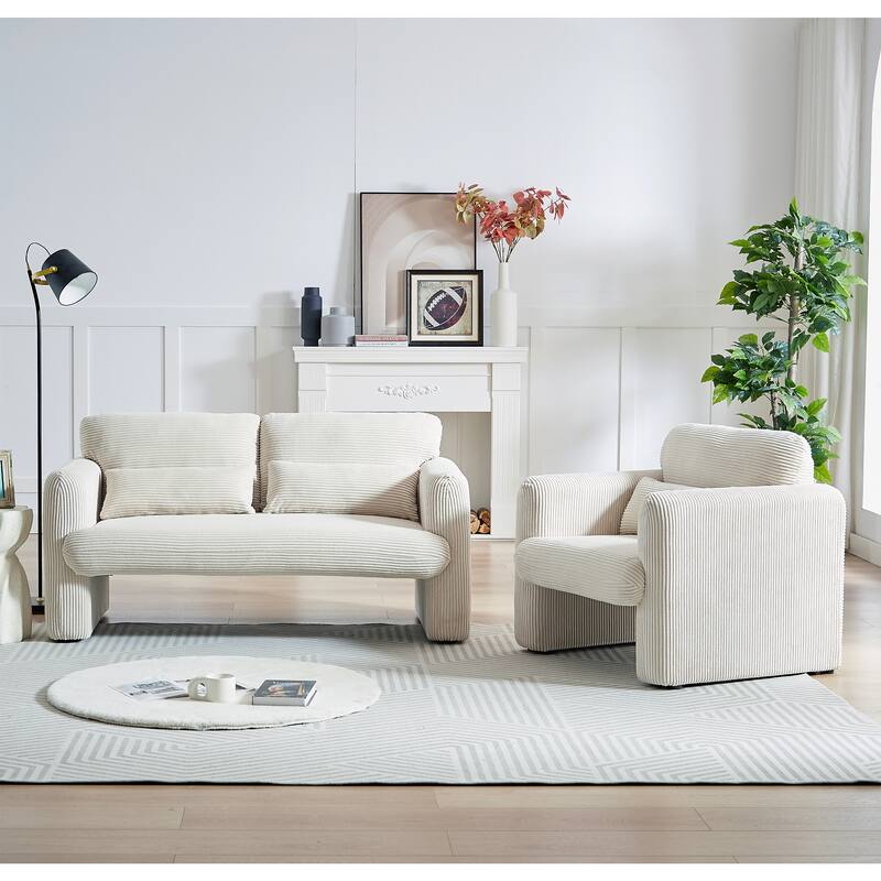 Corduroy Fabric Free Combination Sofa Set w/Support Pillow