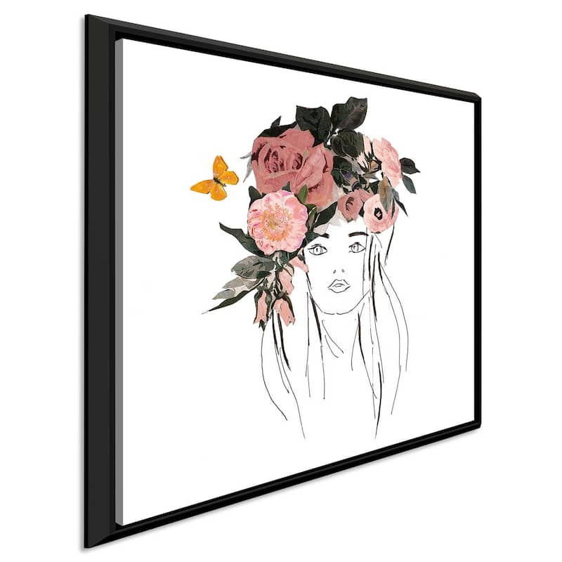 "Head With Pink Flowers" Print on Floating Canvas