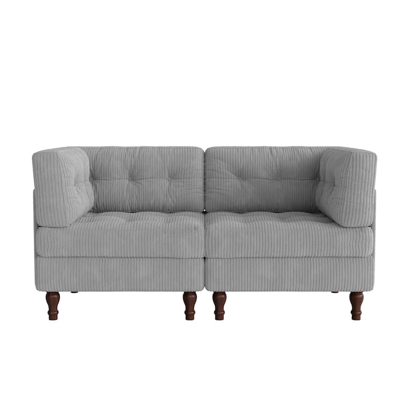 Oversized Sofa Corduroy Tufted Modular Sectional Set