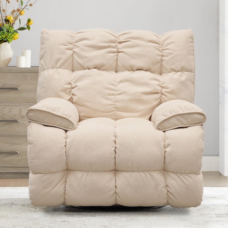360° Swivel Electric Rocker Recliner, Plush High Backrest, Spacious Seat, Multiple Recline Positions for Ultimate Comfort
