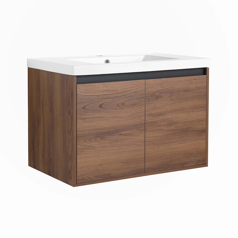 Oak 36 Inch Bathroom Vanity with resin Countertop Sink