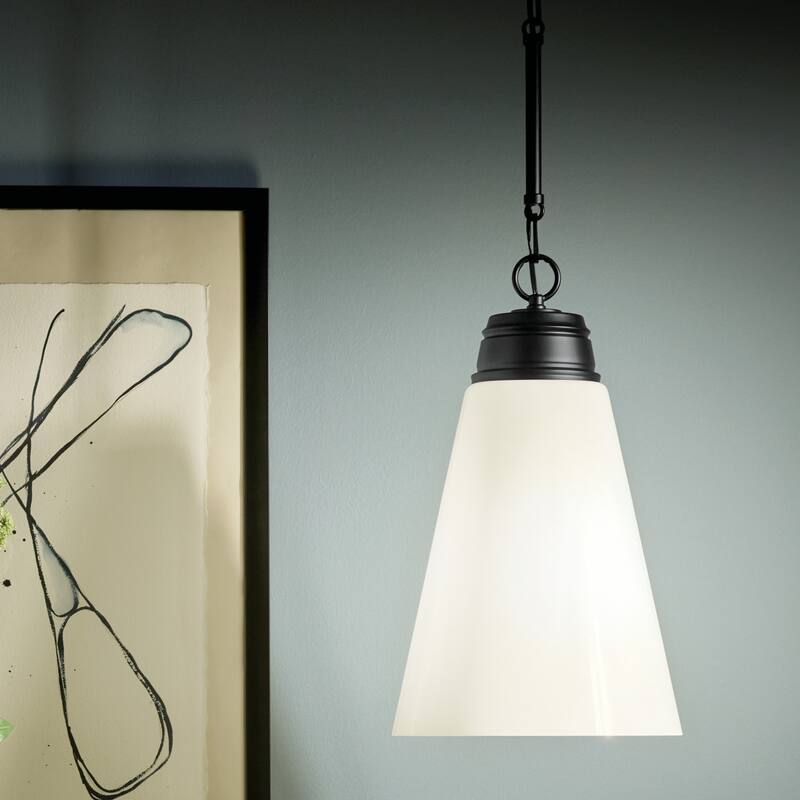 Kichler Lighting Marsailli 19" 1-Light Medium Pendant with Opal Glass in Black - 11.5