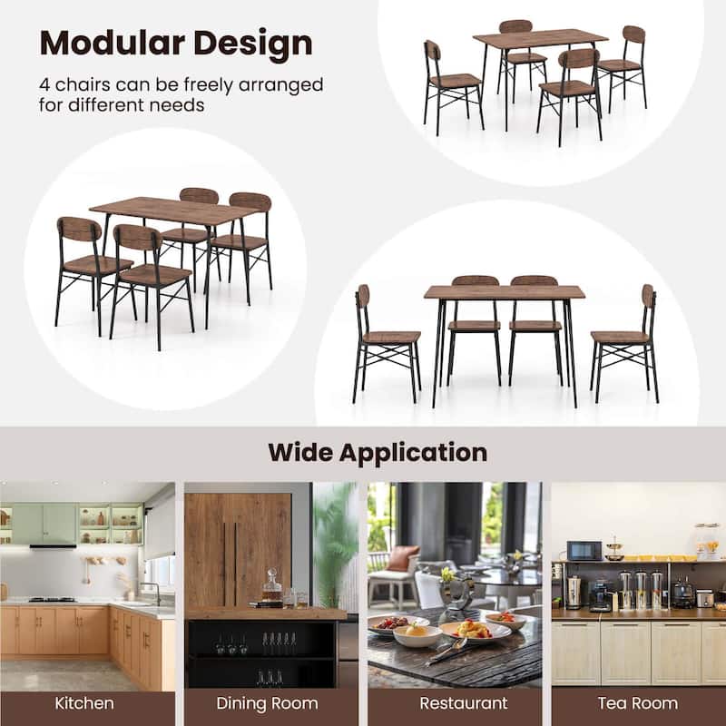 Costway 5-Piece Dining Table Set for 4 Modern Kitchen Dining Room
