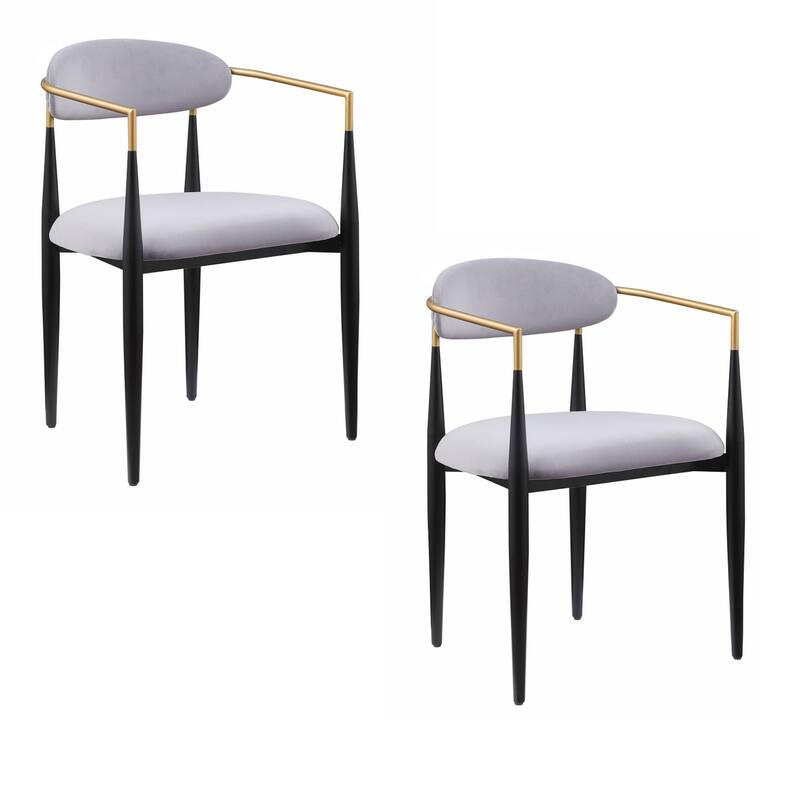 Black and Gold/Gray Fabric Upholstered Metal Frame Dining Chair, Set of 2, Sturdy Dining Chair for Dining Rooms - 22.75