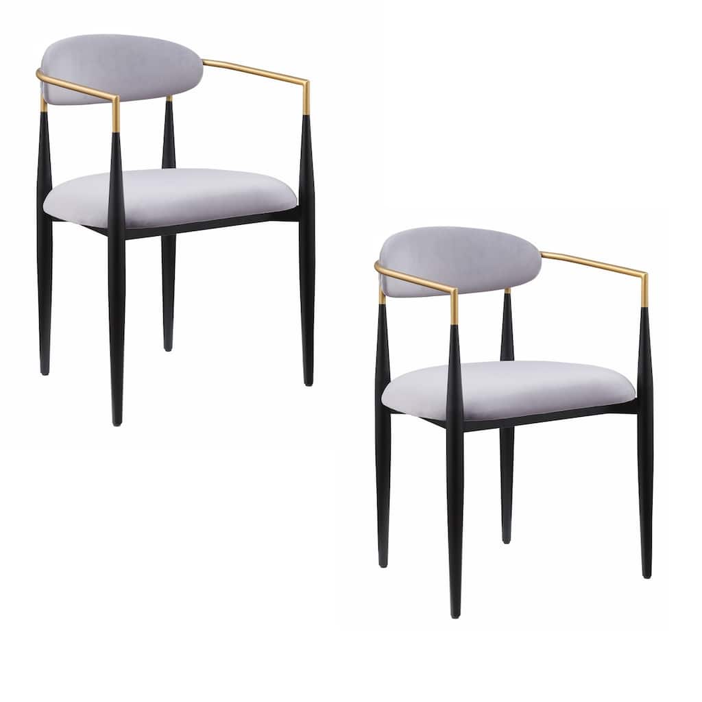 Black and Gold/Gray Fabric Upholstered Metal Frame Dining Chair, Set of 2, Sturdy Dining Chair for Dining Rooms - 22.75