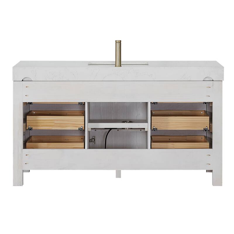 Leon 60 in. Single Bathroom Vanity with Composite Stone Top