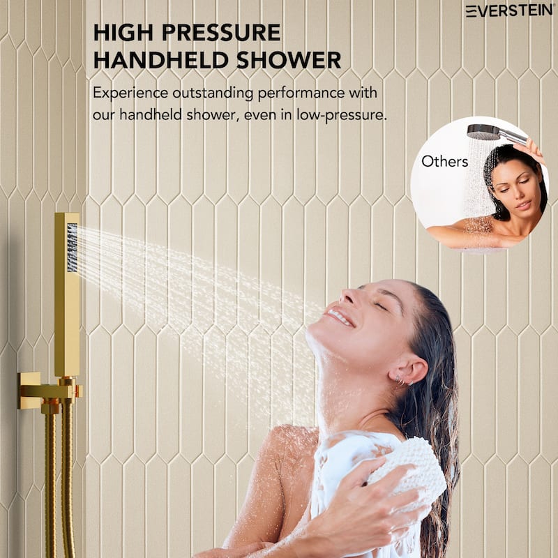 Wall Mounted Shower System Bathtub Facuet Set, High-Pressure 10" Rain Shower Head with Handheld