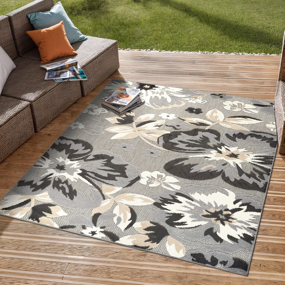 Bergamo Contemporary Floral Indoor/Outdoor Area Rug