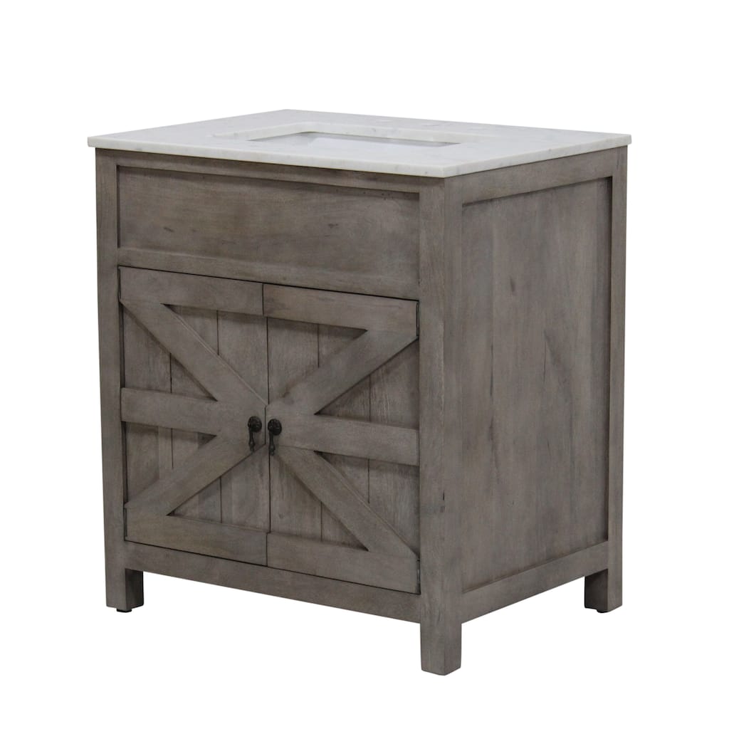 Barn Door Vanity 30 " wide in White Pigment