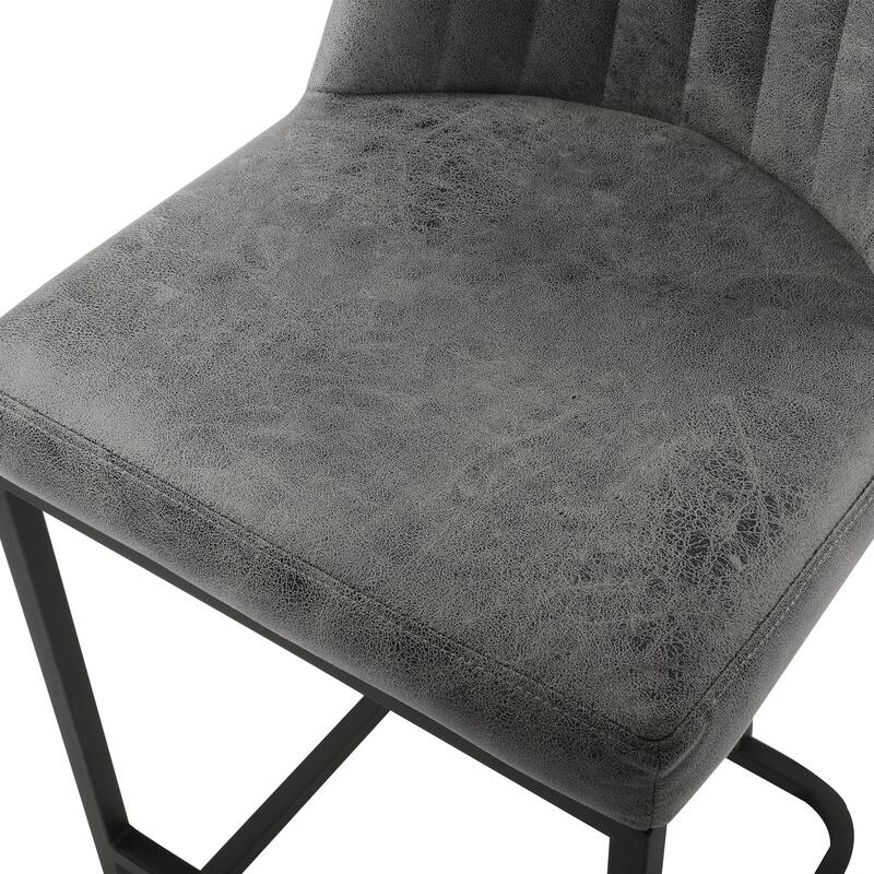 24 Inches Industrial Faux Leather Counter Height Bar Stools with Metal Frame Set of 2