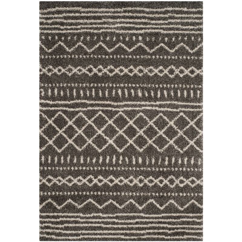 SAFAVIEH Arizona Shag Lotta Moroccan 1.2-inch Thick Rug - 11' x 15' - Brown/Ivory