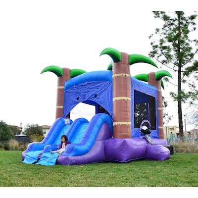 HeroKiddo Enchanted Forest Commercial Grade Inflatable Bounce House Water Slide Combo with Air Blower, Lightweight, Outdoor Fun