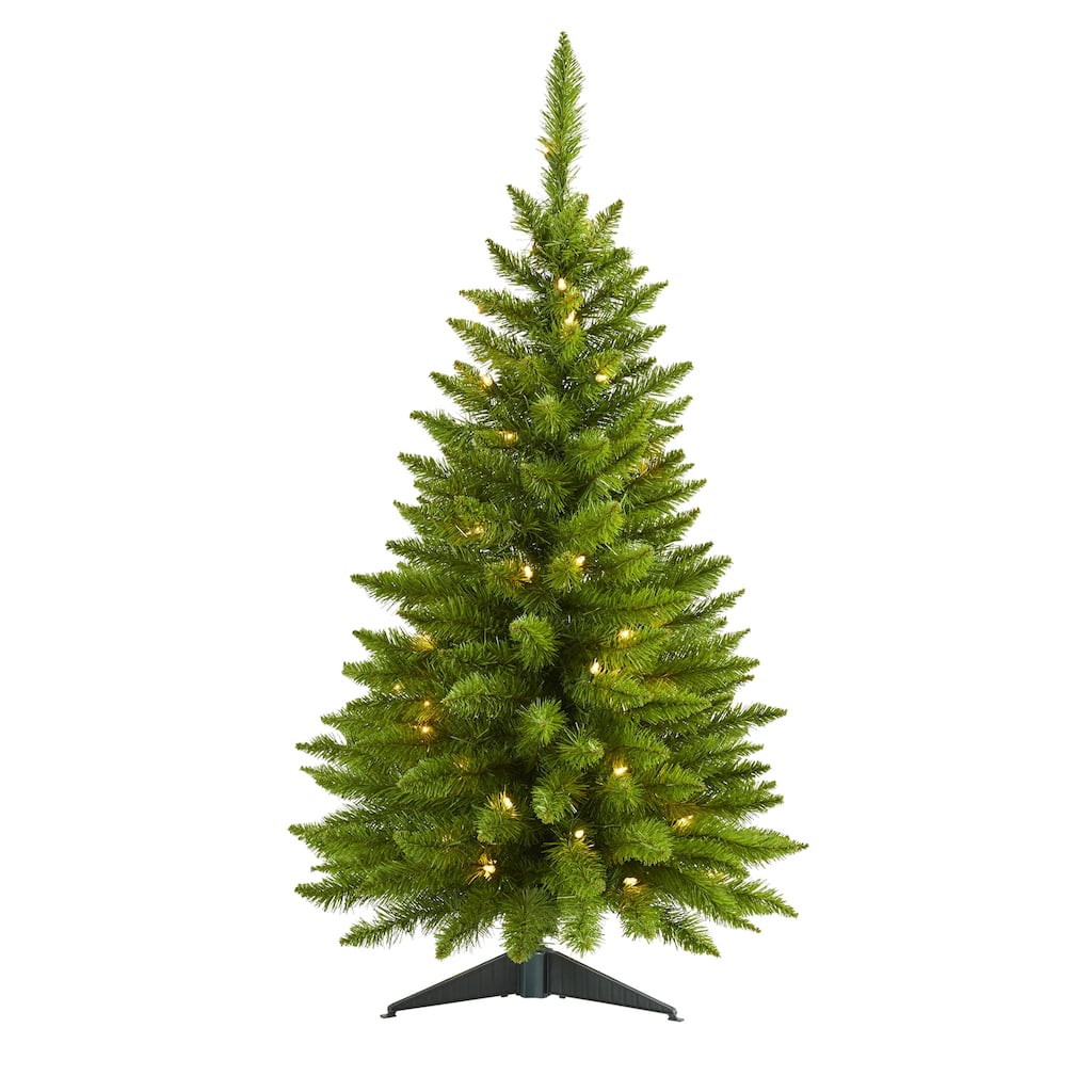 3ft. Pine Artificial Christmas Tree with 50 Warm White Lights and 143 Branches - Compact Holiday X-Mas Accent Tree