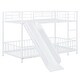 preview thumbnail 5 of 18, White Twin over Twin Size Metal Bunk Bed with Slide & Guardrails