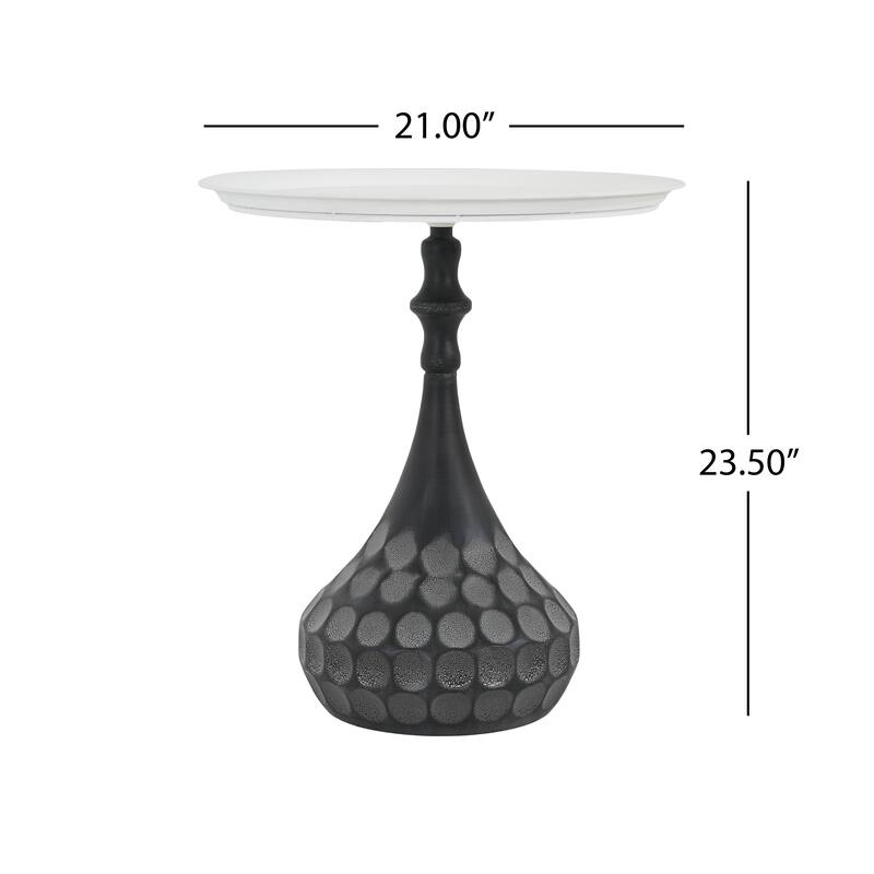 Accent Metal Coffee Table, Pedestal Table for Living Room, Hand-hammered Texture