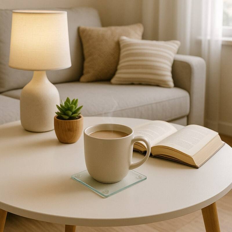 Creative Home Set of 4 Durable Tempered Glass Coasters